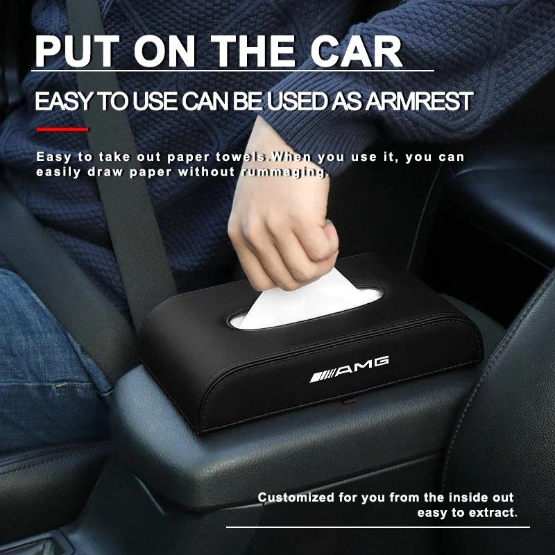 1pcs Car Tissue Box Holder Armrest Box Storage Case Car Stickers For Mercedes Benz GLA CLA GLK GLE CLS ML GL A B C E Class W211 PE3