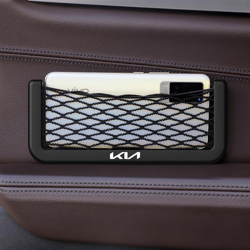 For Kia Morning Picanto Ray Sorento XCeed Soul Cerato Venga C Car Mesh Storage Bag Magic Sticker Fixed Interior Organizer Pocket hbsp50