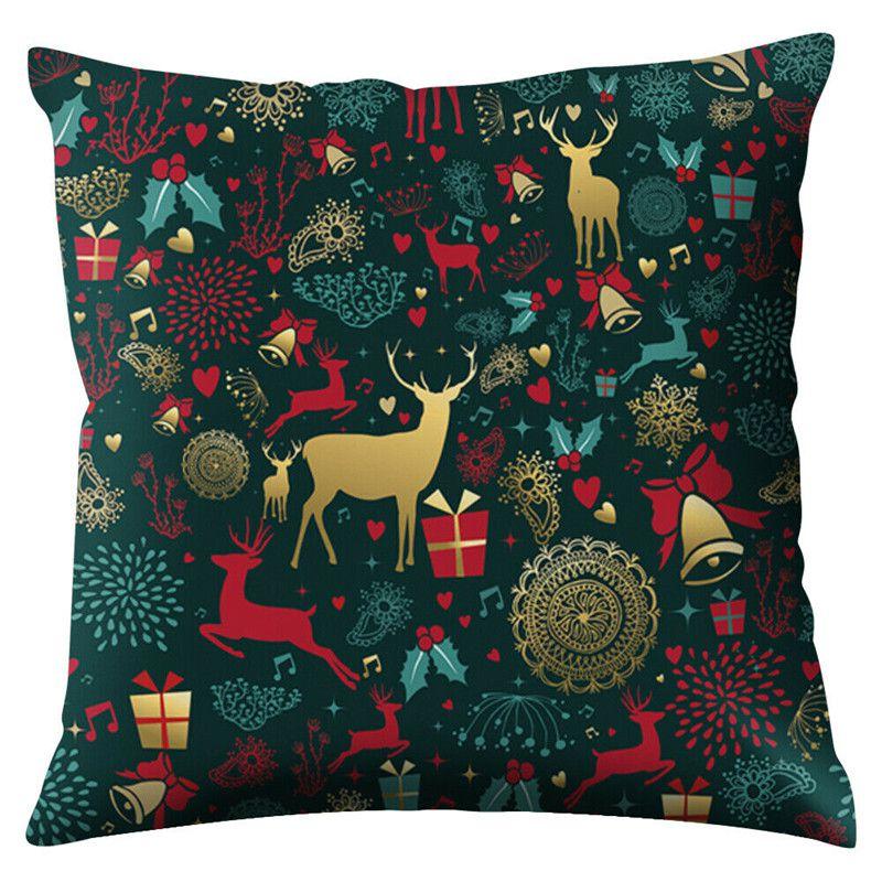 Polyester Peach Skin Christmas Cushion Cover 18" For Sofa Decor**