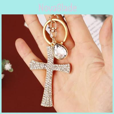 Stylish Korean Inspired Creative Rhinestone Cross Keychain For Women Handbag Accessory