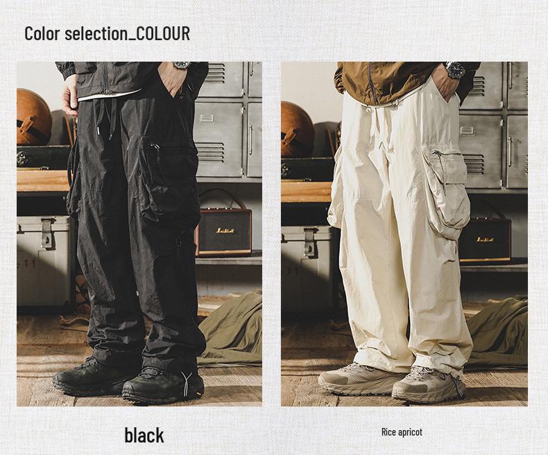 Męskie luźne spodnie spadochronowe szybkoschnące na lato