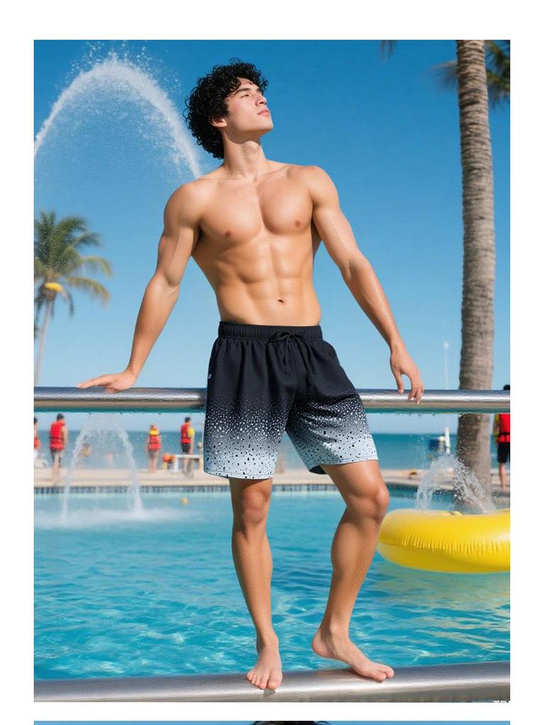 Men's Quick-Dry Swim Trunks: Double Layer, Anti-Embarrassment, Breathable Mid-Length Beachwear for Running and Hot Springs.