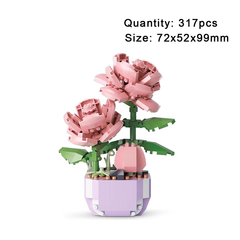 Creative Mini Block Baby Building Blocks Toy Flower Bouquet Block Set Assembly Micro 3d Building Bricks Toys For Kids Girl Gifts