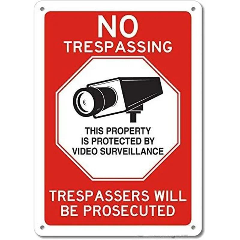 Retro No Trespassing Metal Poster Iron Decoration Perfect for Home Cafe Garage Club Bar Pubs