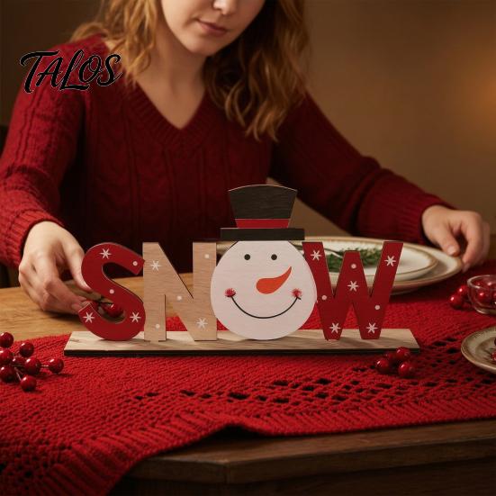 Wood Letter Ornament Wooden Christmas Table Sign, XMAS SNOW NOEL Tabletop Sign with Noel Base, Hollow Centerpiece for Xmas Party Decor Festive Signs