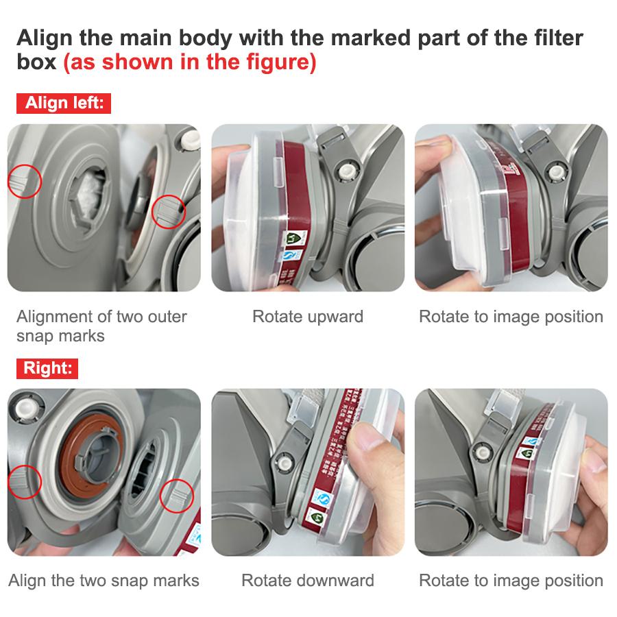7 IN 1 Mask Painting Spray Respirator Sets 95% Dust Particle Filtration Organic Acid Ammonia Chemicals Proof Resin Work Safe