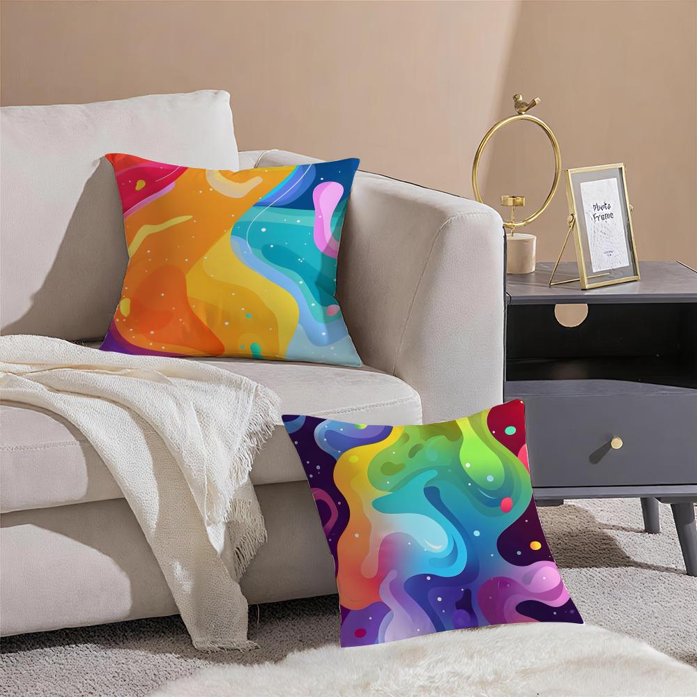 Dopamin-Stil Malerei Kissenbezug Kissenhülle Kurzer Plüsch Verdeckter Reißverschluss Raum Sofa Kissenbezug