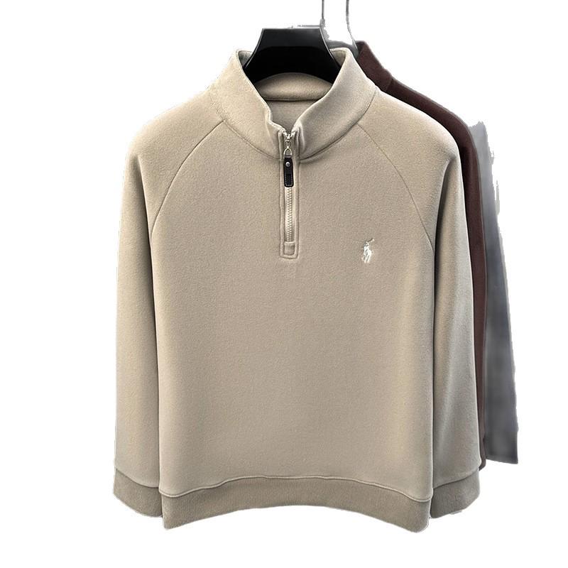 Herren Stickerei Wolle Plüsch Halbreißverschluss Hoodie - Verdicktes Herbst/Winter Basisschicht Oberteil