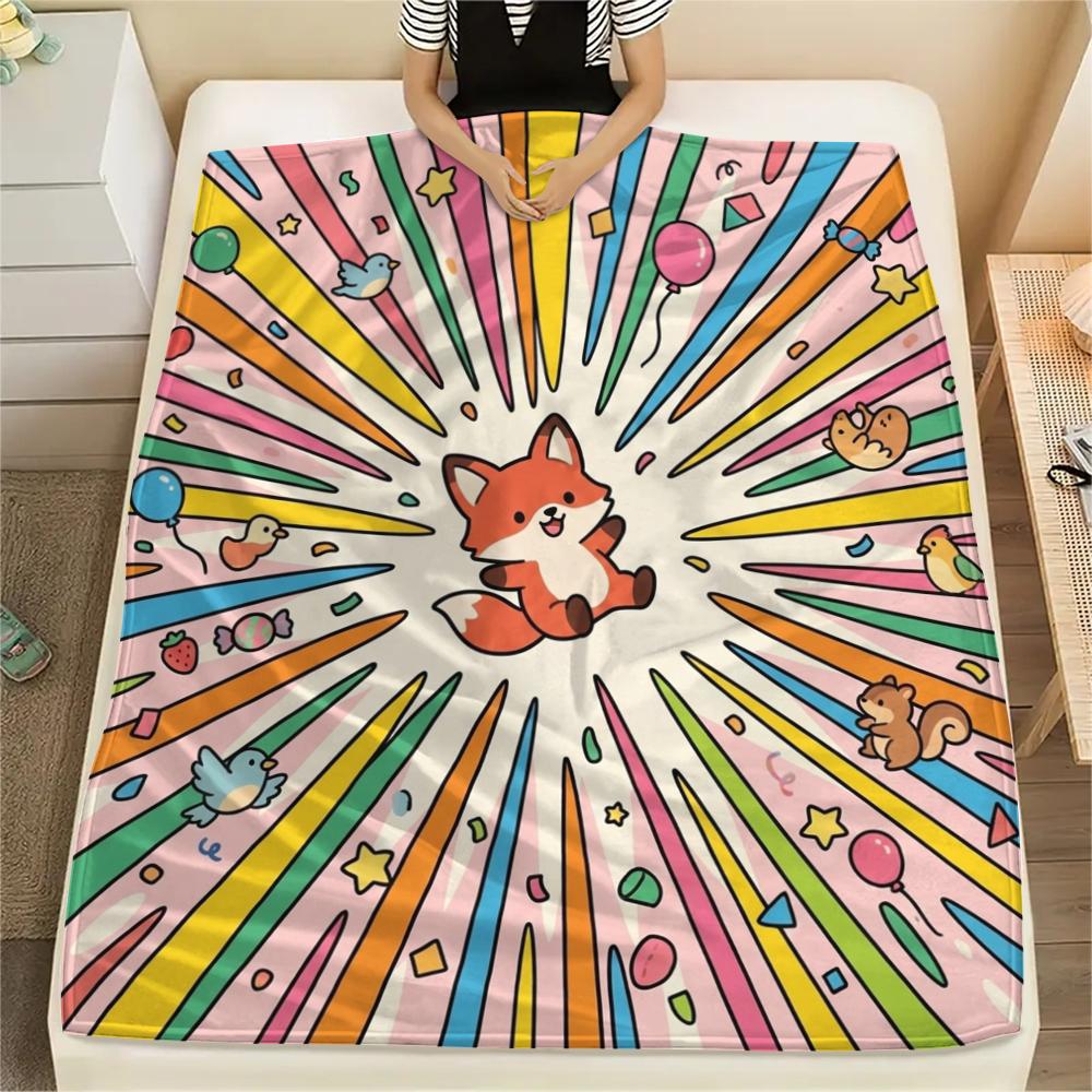 1Pc Cute Cartoon Print Flannel Blanket, High quality Comfortable for All Seasons, Home Decor, Warmth and Comfort, Perfect for Christmas Gifts W51
