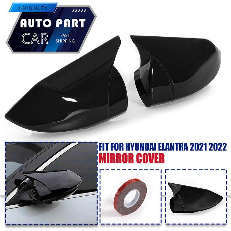 Glossy Black Fits Hyundai Elantra 2021 2022 Exterior Rear View Mirror Trim Cover