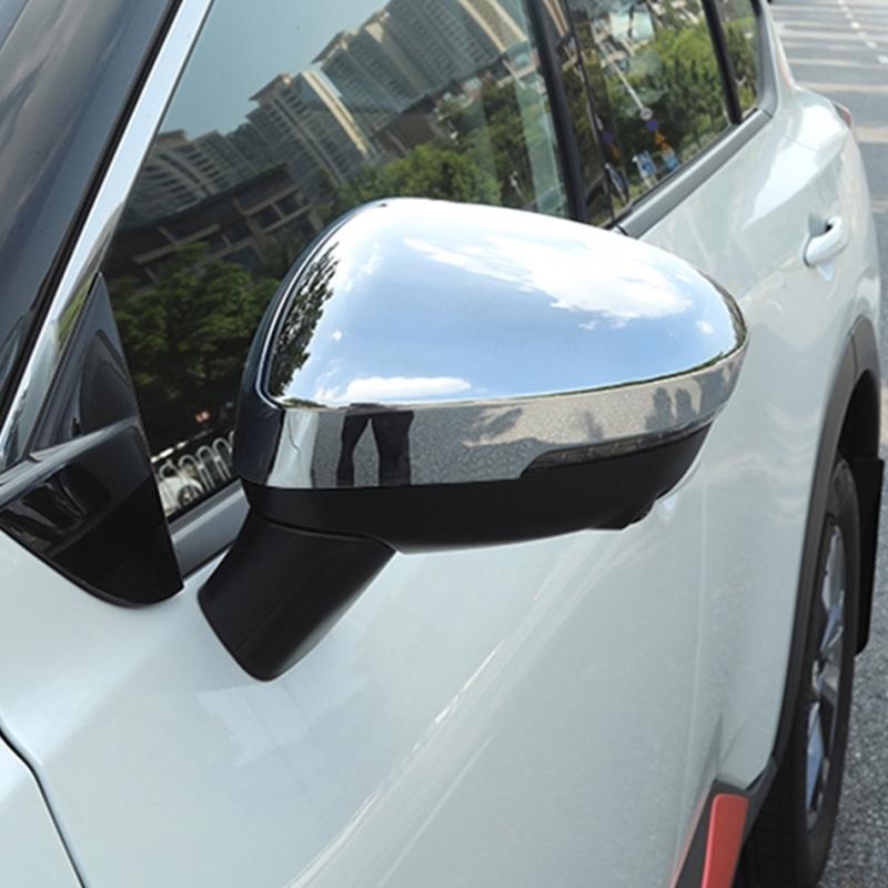 For Nissan Qashqai J12   ABS Carbon Fiber Side Door Rearview Mirror Cover rear view  rain eyebrow Trims Accessories