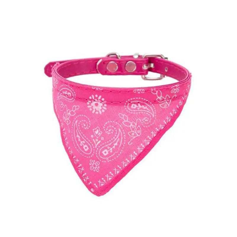 

Adjustable pet puppy cat scarf small dog kitten saliva towel PU collar with triangle bandage stylish and practical S розовый