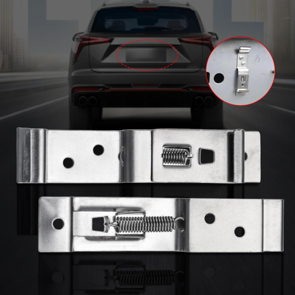 2PCS Car License Plate Bracket Rectangular Car Frame Holder Clamps Spring Loaded Trailer Number Plate Clips for RV Truck Trailer