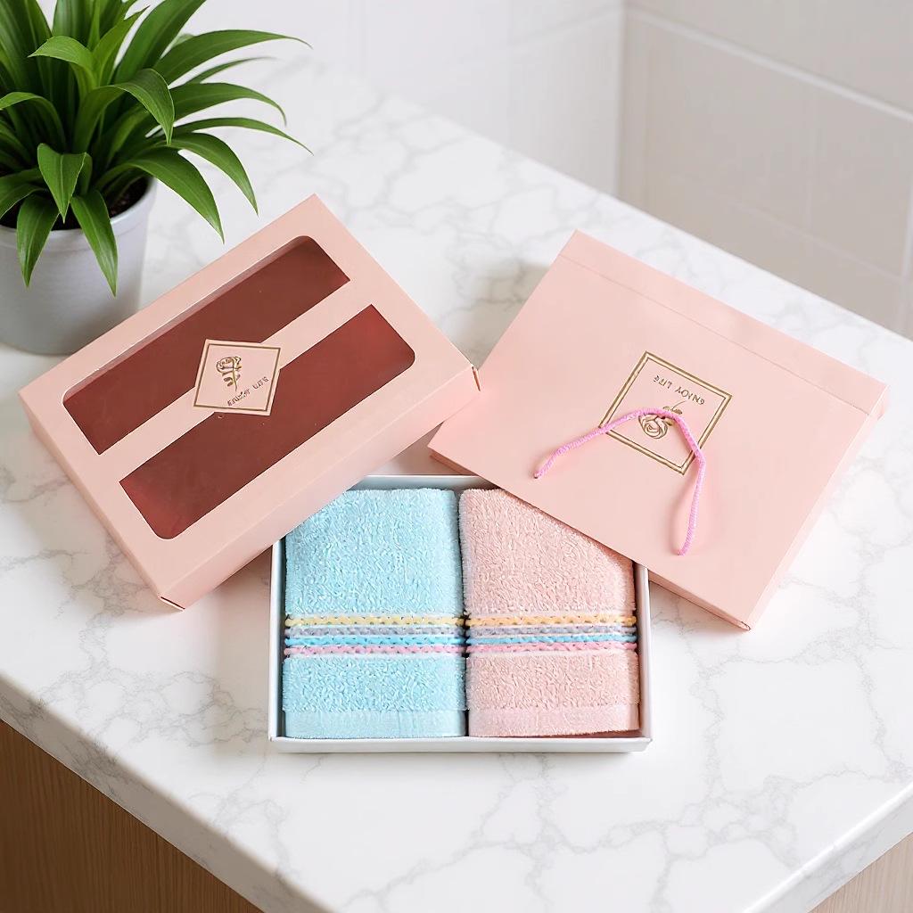 Soft Pure Cotton Face Wash Towel with Custom Embroidery and Gift Packaging