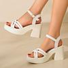 Thick-soled Fairy Wind Cross-strapped Sandals Female Early Spring New Muffin Thick-soled Square Head One-word Buckle Sandals