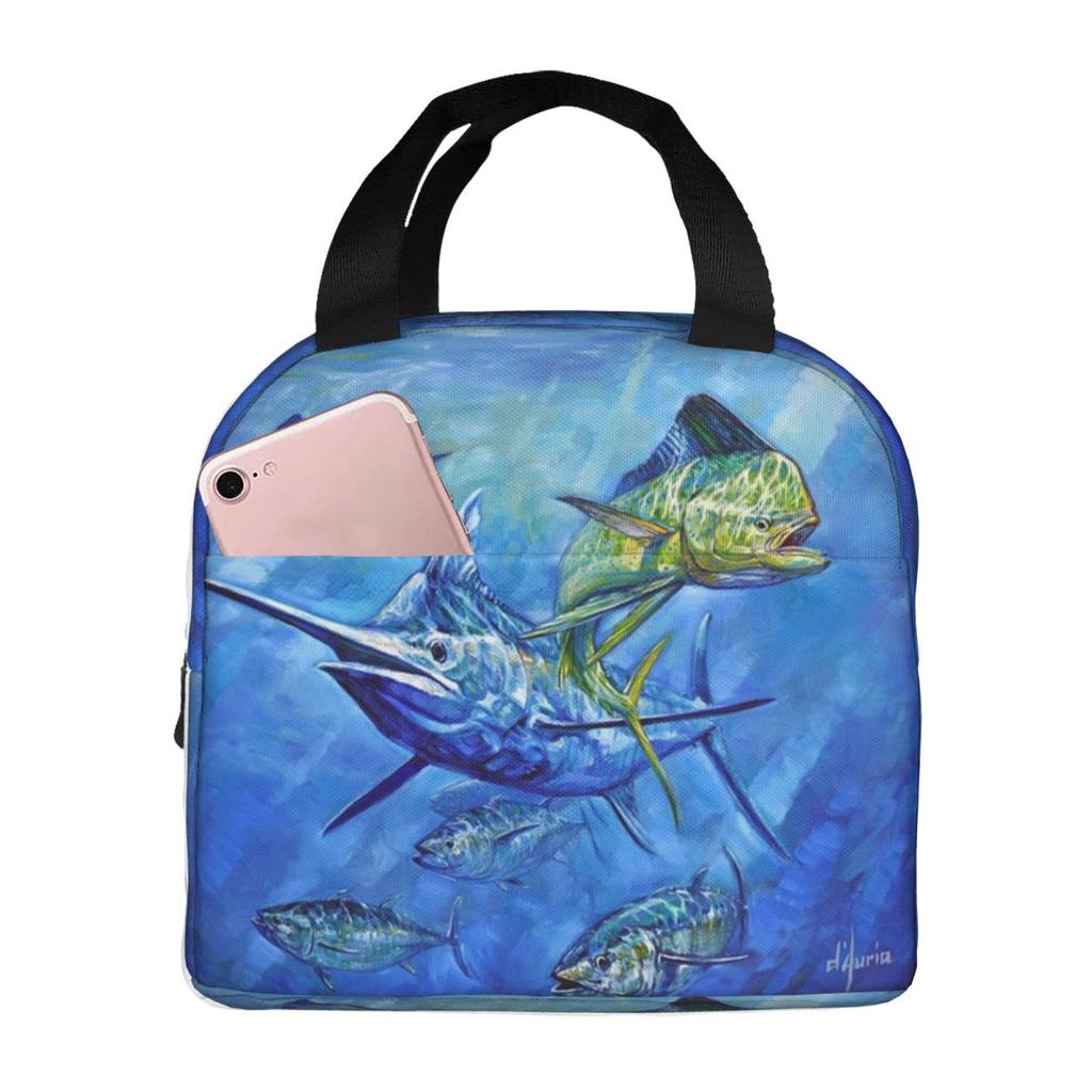 Dorado, Marlin, And Tuna Insulated Lunch Bag for Women Office Cooler Thermal Food Box Tote Leakproof Lunch Boxes Container