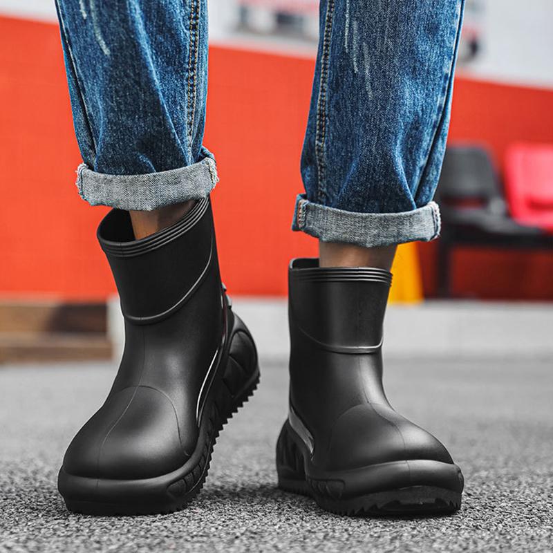 New Short Men's Rain Boots Non-slip Waterproof Man Rubber Shoes Comfortable Men's Fishing Boots Work Male Safety Shoes