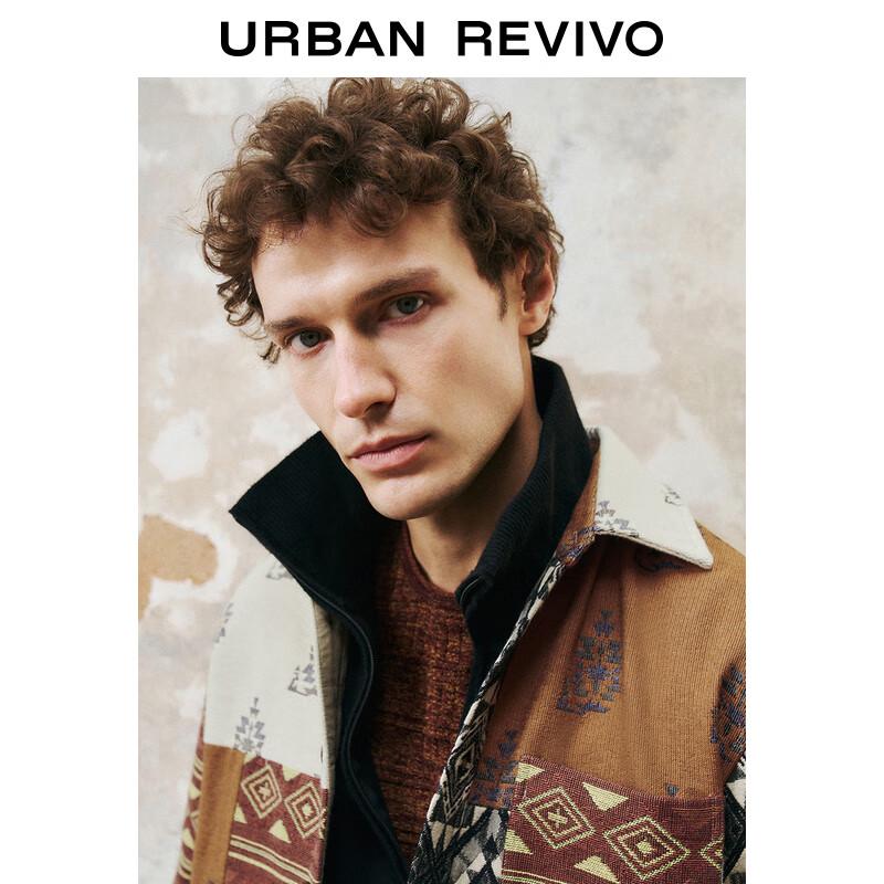 UR Men's 2025 Spring Color Block Jacquard Lapel Shirt