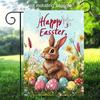 1pc, Double-Sided Printed Easter Bunny and Colorful Eggs Garden Flag, Linen Material, Flagpole Not Included