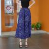 Women's High Waist Floral Printed Wide Leg Culottes Summer Thin Nine Length Large Swing Casual Skirt Pants With Side Pockets For Plus Size