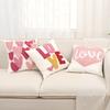 Embroidered Love Cute Sofa Pillowcase Valentine's Day Tufted Velvet Cotton Pillow Cover Letter Pink Throw Cushion Covers 45x45