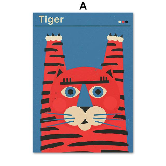 

Тигр, лиса, фламинго, тукан, слон, коала, орел, настенные художественные постеры, принты, скандинавская картина на холсте, картины с животными, декор для детской комнаты 21cm×30cm NoFrame