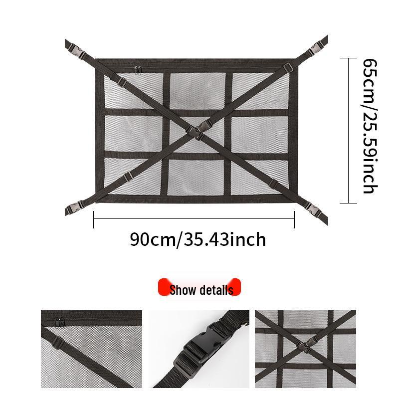 Car Roof Storage Mesh Pocket with Cross Direct Buckle - Dual Use Net for Car Roof Storage