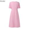 ZANZEA Women Elegant Summer Casual Short Sleeve Dress