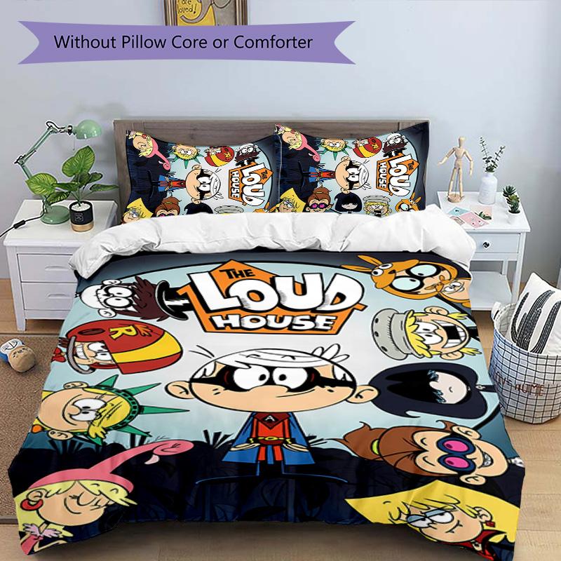 3pcs The Loud House1 Pattern Bedding Set Duvet Cover Set Includes Duvet Cover &pillowcases, Perfect All Season Bedroom Decoration & Gift