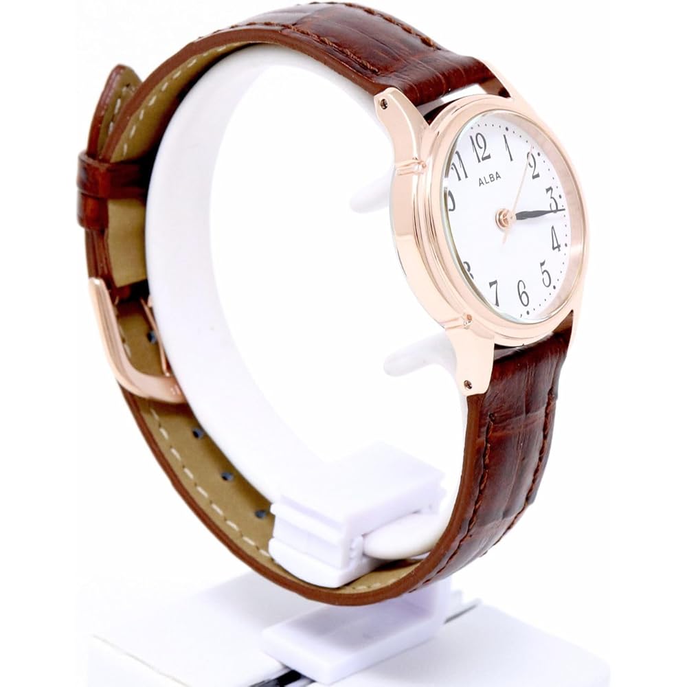 Seiko Alba Women's Quartz Watch Analog Stainless Steel Water Resistant 5ATM Pink Gold Case White Dial