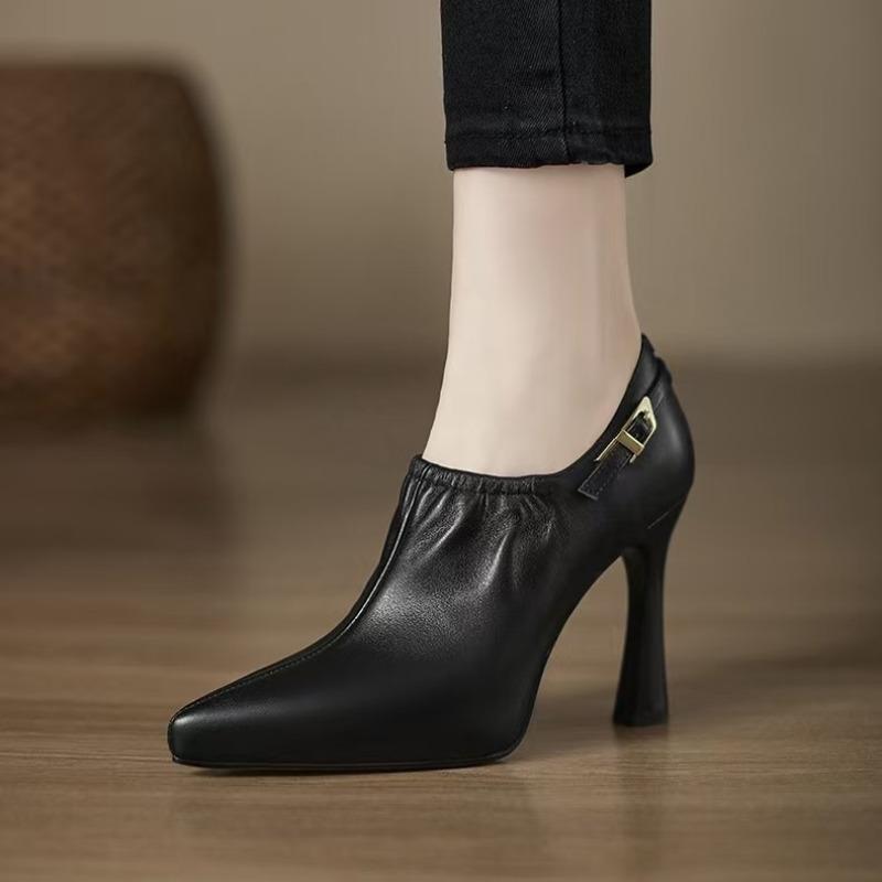 2025 High Quality Side Zipper Women's High Heels Fashion Belt Buckle Office and Career Sexy Pointed Toe Heels Women High Heels