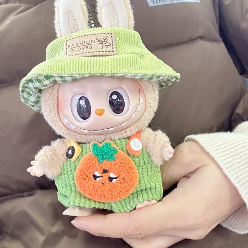 Only clothes]For  Pendant Pull Cloth Doll for the First and Second Generation Blind Box For  LABUBU Clothes Bear Suspenders Pants Suit