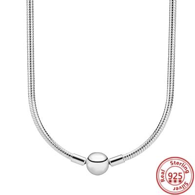 Authentische 925 Sterling Silber Halskette Moments Schlangenkette Halskette Fit Original Marke Charms Perlen Frauen Party Diy Schmuck Geschenk