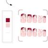 24 Pcs Flowers Artificial Nail French Tip Press On Nail Short Square Stick On Nail Glossy False Nail for Party