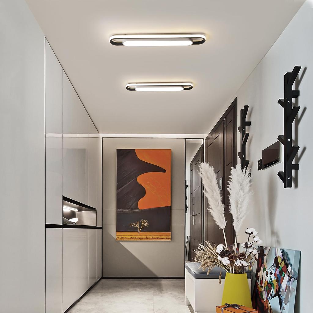 Wumaoxy Smart LED Ceiling Light, 72cm Wide, Dimmable, Linear Design, Contactless, 40W Equivalent, Metal, for Kitchens, Living Rooms, Hallways,