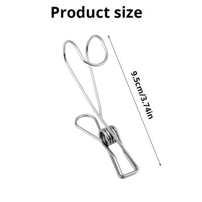 6/12 Pcs Stainless Steel Long Tail Clip with Hooks Metal Hanger Clips Clothes Pins for Hanging Outdoor Kitchen Office