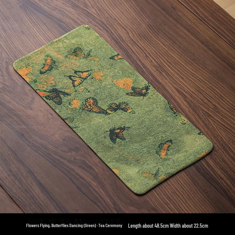 Xiangyunsha Double-Sided Waterproof Zen Tea Mat - High-End Chinese Style Dry Brew Tray Cloth