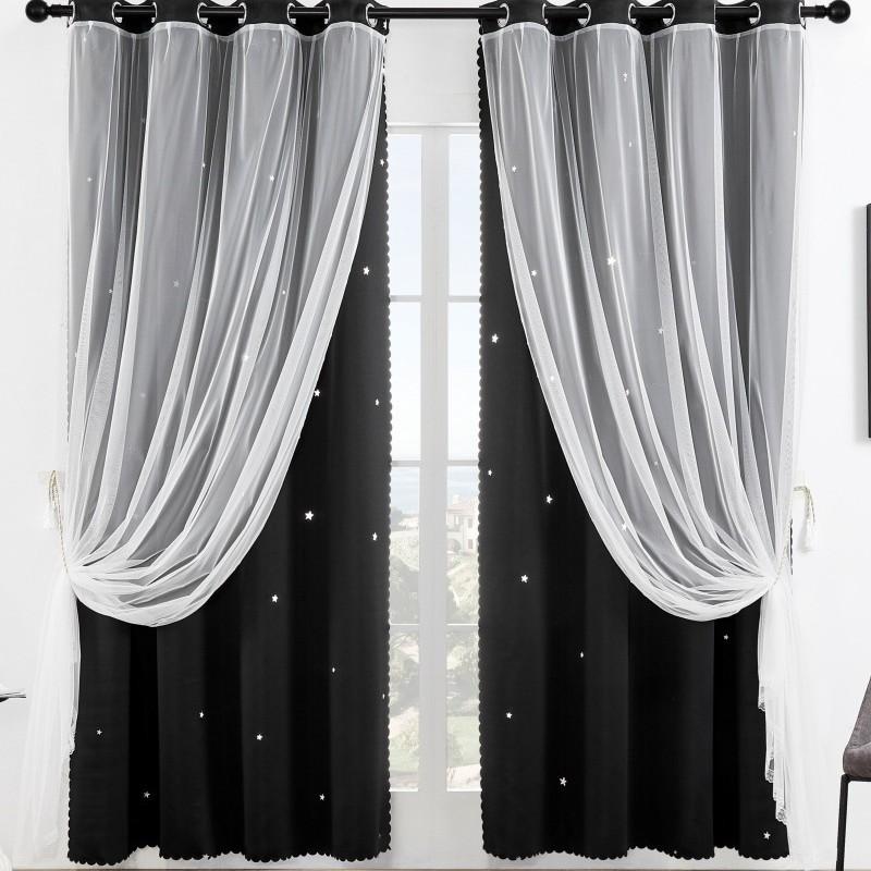 Hollow Star Curtains Of The Same Style, Lace Curtains, Dream Princess, Wind Height Blackout Double-Layer Curtains, Finished Products