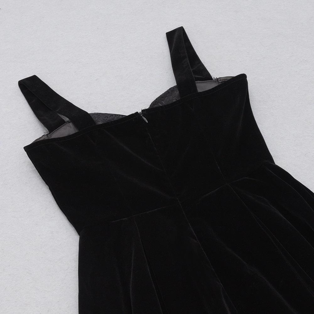 Retro Velvet Spaghetti Strap A-line Party Dress for Women