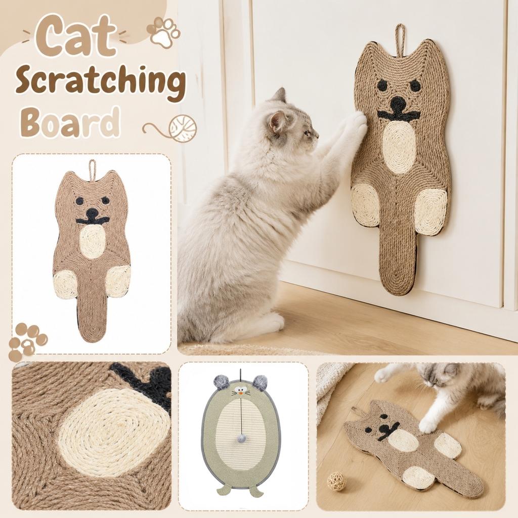 Hanging Sisal Cat Scratching Pad Durable Non-Shedding Scratch Mat Cat Toy for Claw Maintenance and Playtime