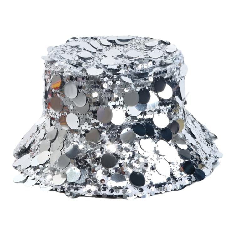 Casual Unisex Bucket Hat Versatiles Fisherman Hat Modern Bucket Sequins Hat for Music Event And Casual Wear