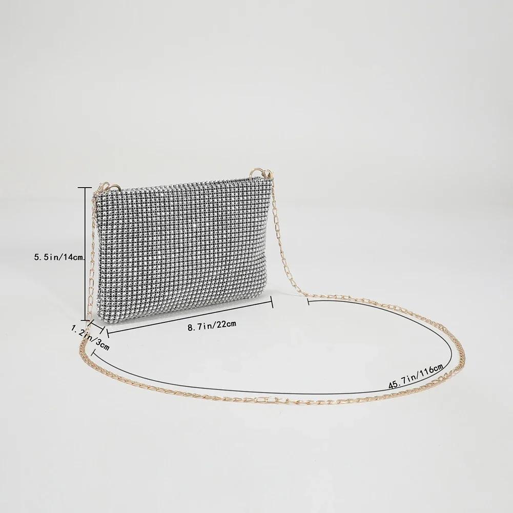 Mode Strass Schultertaschen Damen Kette Umhängetaschen Einfarbig Kleine Handtaschen Frauen Hochzeitsparty Clutch Handybeutel