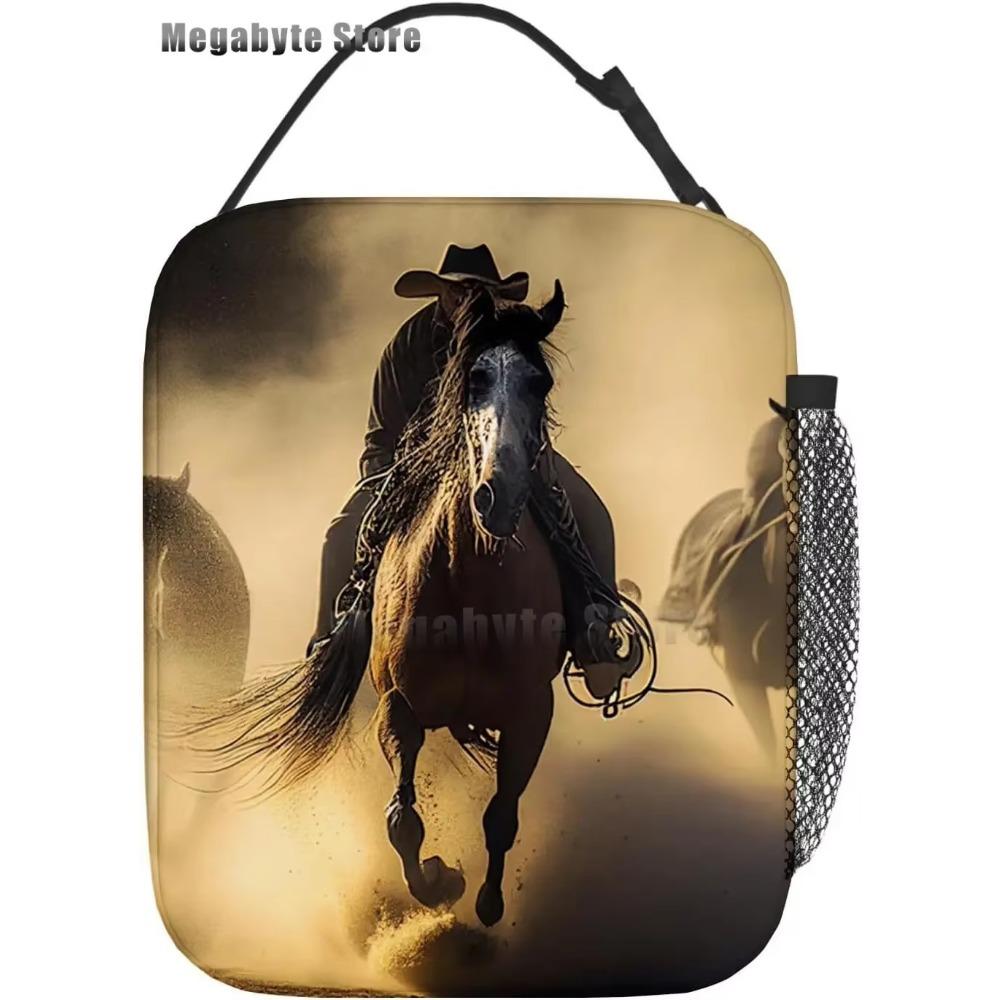 Horse And Flower Lunch Box Insulated Lunch Bags Zipper Lunch Bag Cooler Tote Bag For Teens Men Women Office Picnic