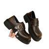 Genuine leather British ins small leather shoes women's 2025 new belt buckle platform loafers college retro polished single shoes