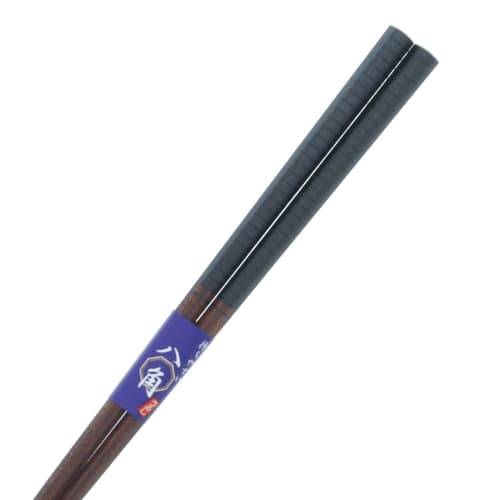 Ishida Japanese-Made Chopsticks, Octagonal, Lined, Wooden (Natural Wood), Lacquered, Pointed, 23cm, Black