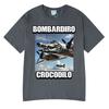 Bombardiro Crocodilo Crocodile Plane Bomber Funny Meme T-shirt Men Women Summer Casual Cotton Comfort Short Sleeve T Shirts Tops