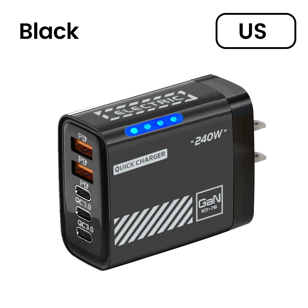 Xiaomi 240W QC3.0 PD 5 Ports GaN Fast Charger US/EU Plug Phone Charging Head Adapter with LED Light for iPhone Samsung Huawei Xiaomi