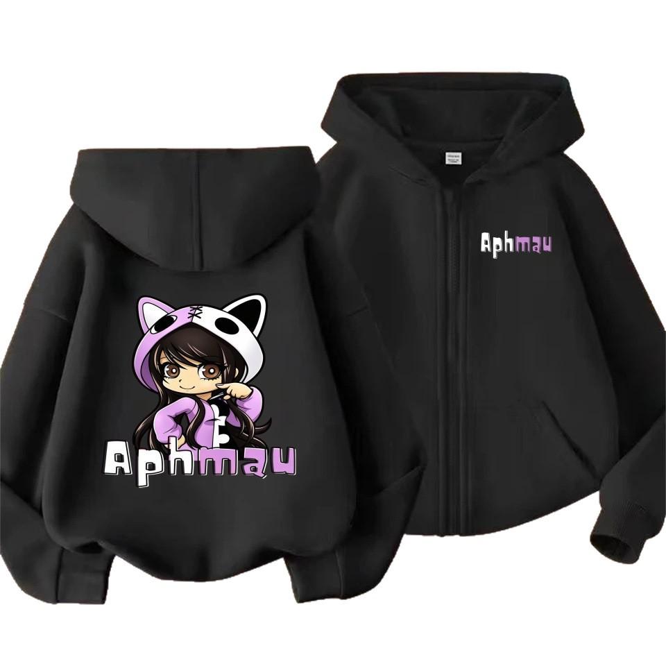 Aphmau Cartoon Print Anime Girl Kids Zip-Up Hoodie for Spring and Autumn