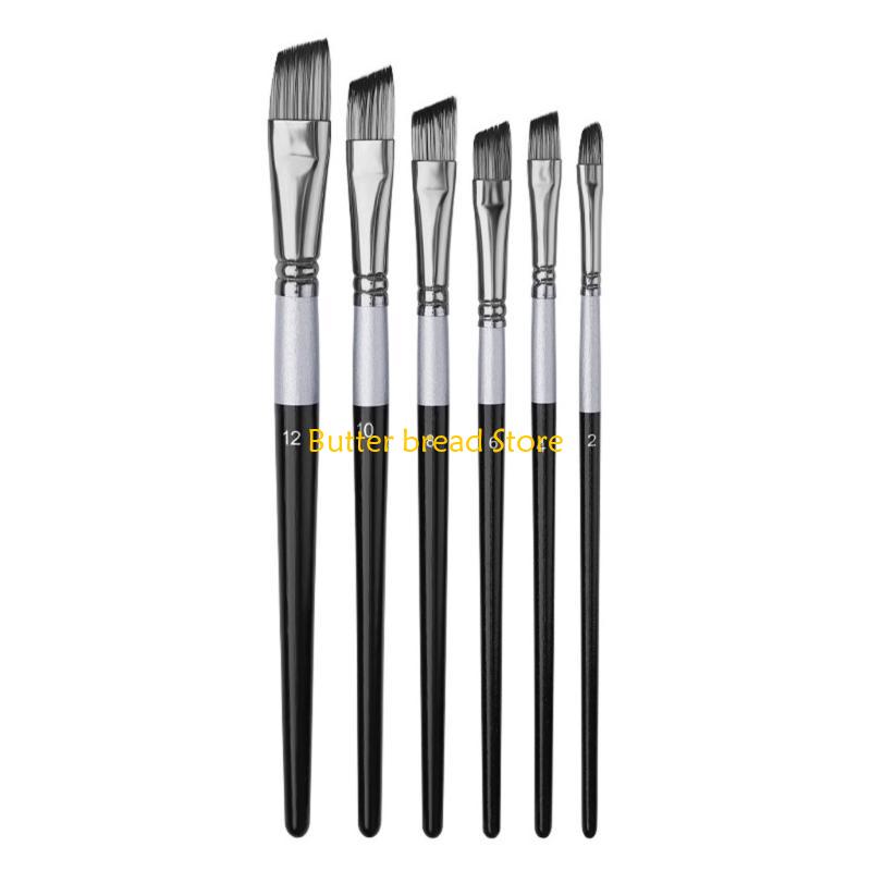 W89C 6Pcs Paintbrush Artists Paint Brush for Acrylic Watercolor Gouache Painting