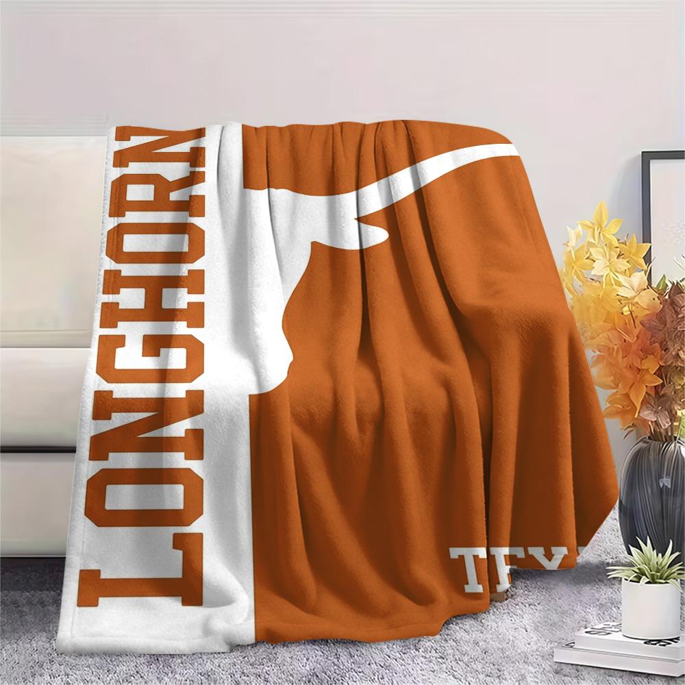 Texas Longhorns Print Flannel Blanket High Quality Warm Comfortable Cover for All Seasons Perfect for Gifts Home Decor